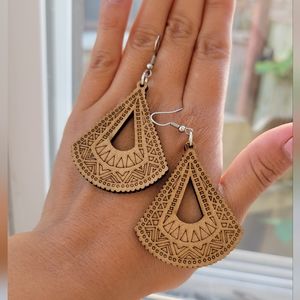 Handmade Boho Wooden Dangle Earrings